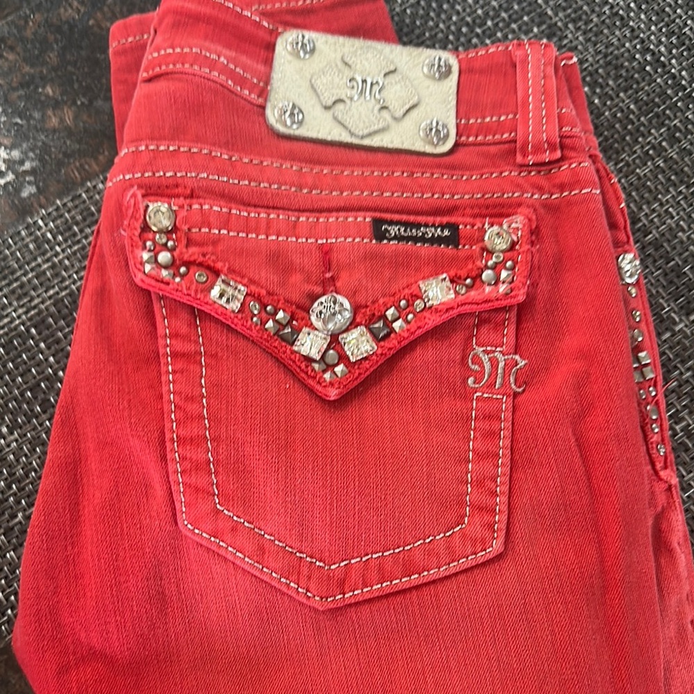 Miss Me Women's Red Embellished Jeans